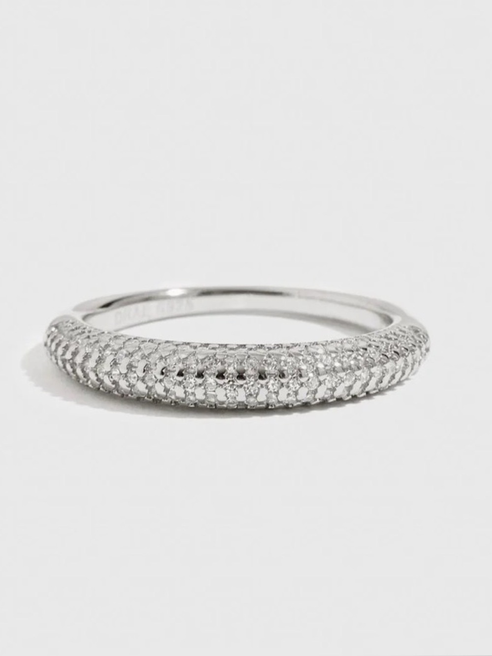 White Gold Plated Pavé CZ Stackable Ring. New.